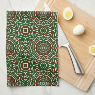 Linge De Cuisine Motif de mandala de Noël groovy maximaliste orné