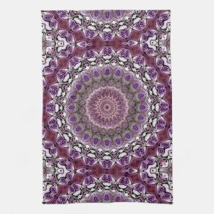 Linge De Cuisine Motif de mandala en kaléidoscope rose améthyste