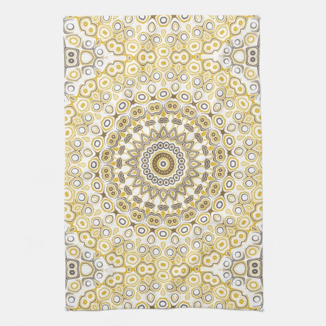 Linge De Cuisine Motif de mandala jaune doré (Vertical)