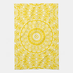 Linge De Cuisine Motif de mandala jaune doré