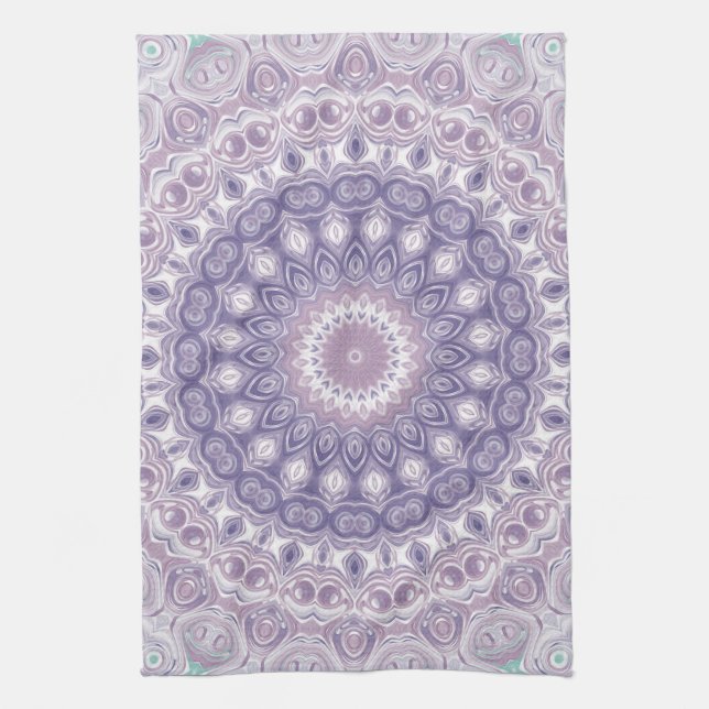 Linge De Cuisine Motif de mandala lavande et lilas (Vertical)