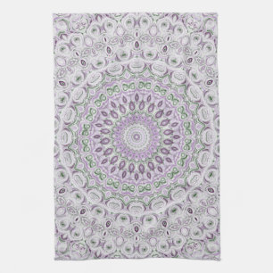 Linge De Cuisine Motif de mandala lavande et vert