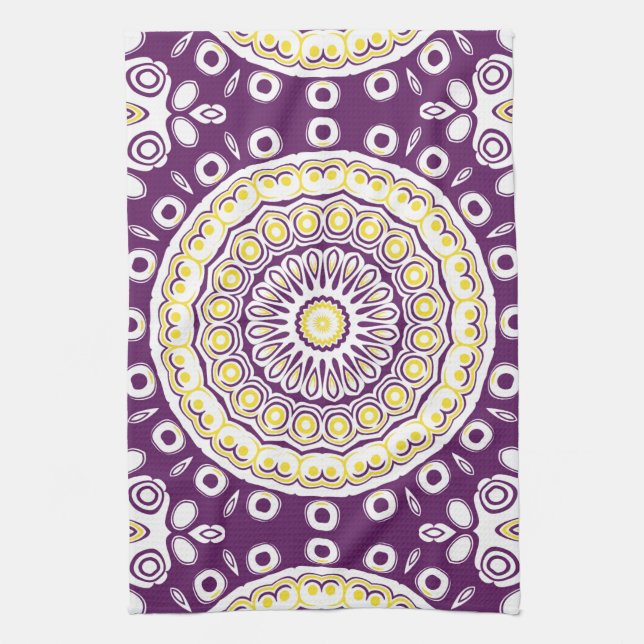 Linge De Cuisine Motif de mandala violet et or (Vertical)