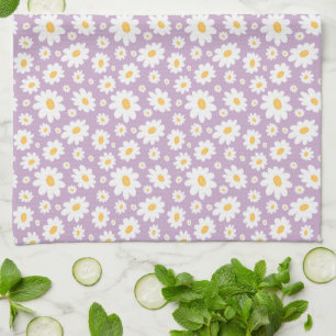Linge De Cuisine Motif de Marguerite Dessinée à la Main avec Lavand