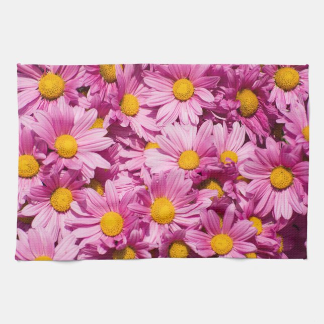 Linge De Cuisine Motif de marguerite rose (Horizontal)