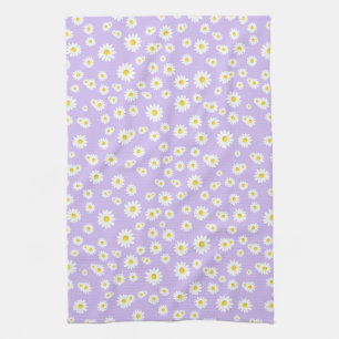 Linge De Cuisine Motif de marguerites boho violettes de printemps