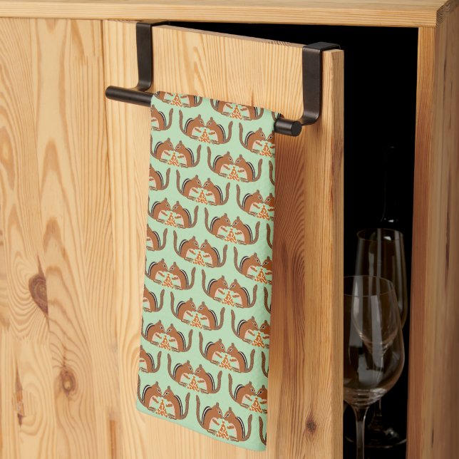 Linge De Cuisine Motif de Mariage de automne de Chipmunks mignons (Pliage en tiers)