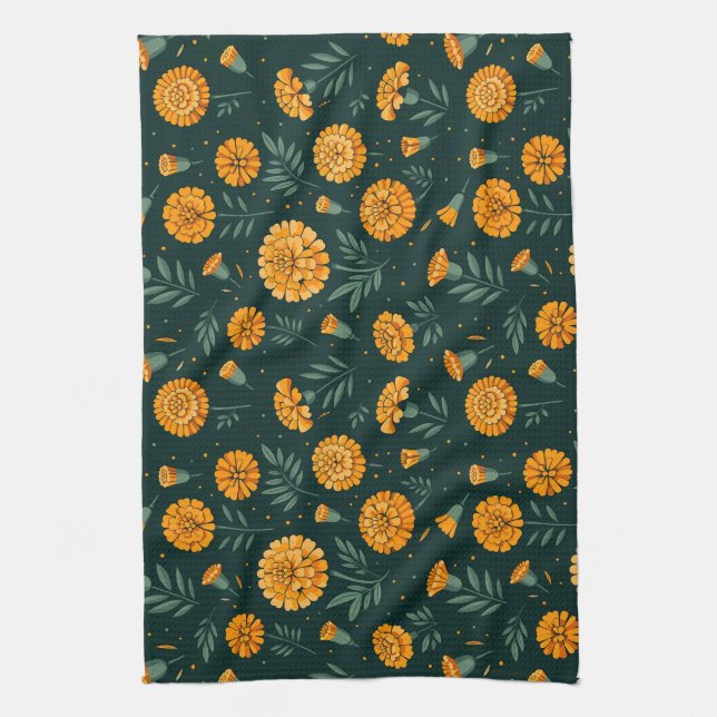 Linge De Cuisine Motif de Marigolds (Vertical)