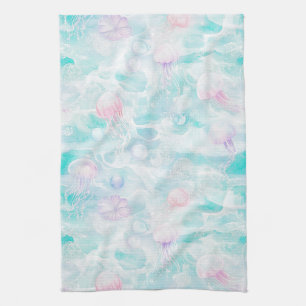 Linge De Cuisine Motif de méduse côtière à l'aquarelle