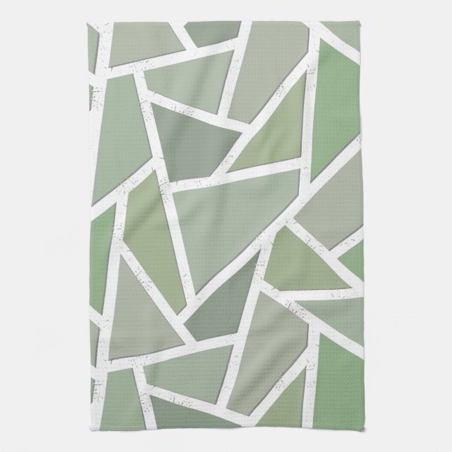 Linge De Cuisine Motif de mosaïque vert olive (Vertical)