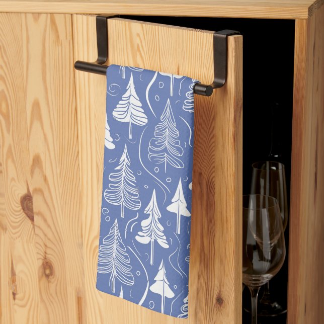 Linge De Cuisine Motif de Noël bleu n° 6 ID1009 (Pliage en tiers)