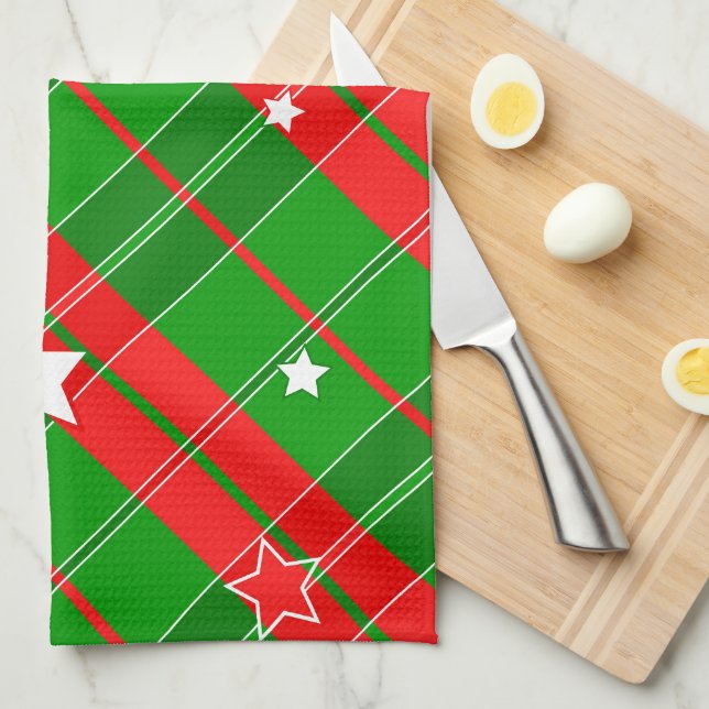 Linge De Cuisine Motif de Noël classique en rouge et vert (Quart Plié)