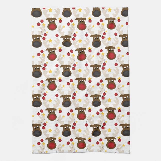 Linge De Cuisine Motif de Noël de Renne Mignon (Vertical)