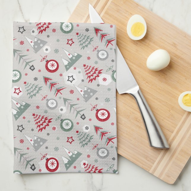 Linge De Cuisine Motif de Noël d'hiver. (Quart Plié)