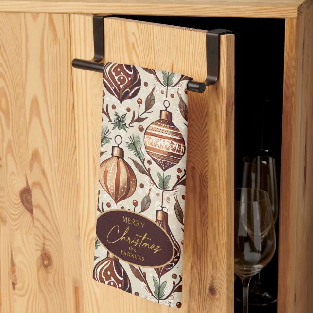 Linge De Cuisine Motif de Noël Earth Tones #12 ID1009 (Pliage en tiers)