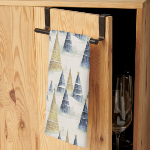 Linge De Cuisine Motif de Noël en or bleu #8 ID1009