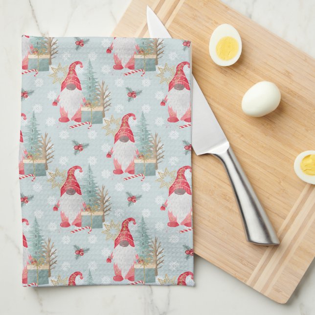 Linge De Cuisine Motif de Noël Gnome (Quart Plié)