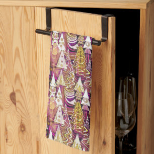 Linge De Cuisine Motif de Noël Magenta Gold#25 ID1009