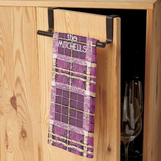 Linge De Cuisine Motif de Noël Magenta Gold n° 7 ID1009 (Pliage en tiers)