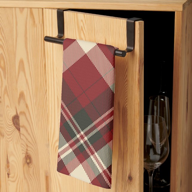Linge De Cuisine Motif de Noël moderne rouge beige (Pliage en tiers)