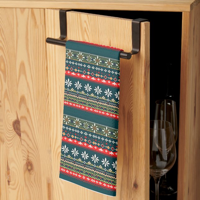 Linge De Cuisine motif de Noël nordique (Pliage en tiers)