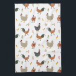 Linge De Cuisine Motif de Noël Poulets et poulets<br><div class="desc">Motif avec illustrations de poulets et poussins avec chapeaux santa,  écharpes,  saints,  et sucre de canne</div>