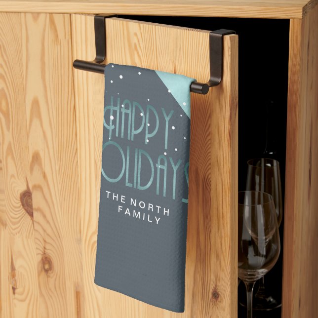 Linge De Cuisine Motif de Noël Turquoise/blanc ID862 (Pliage en tiers)