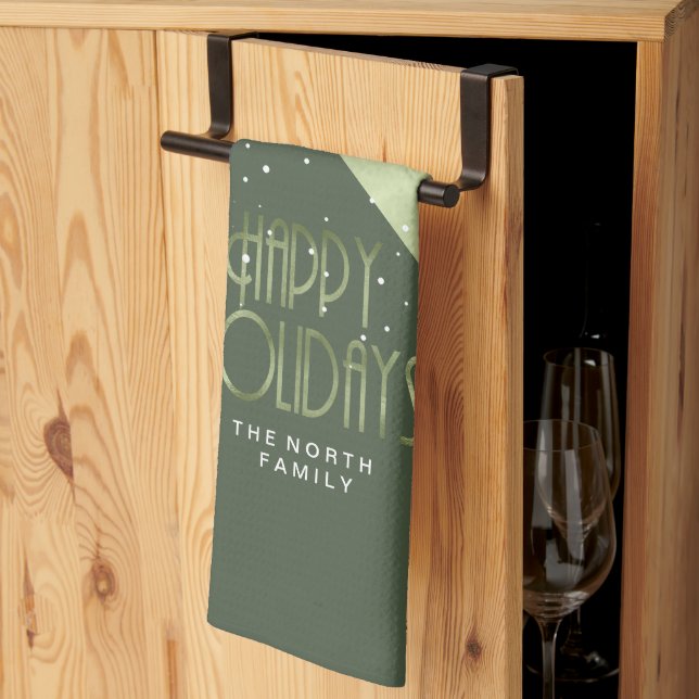 Linge De Cuisine Motif de Noël Vert/Blanc ID862 (Pliage en tiers)