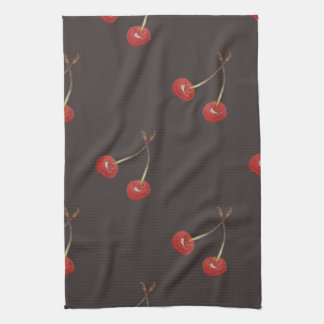 Linge De Cuisine Motif de paires de cerise (chocolat foncé)