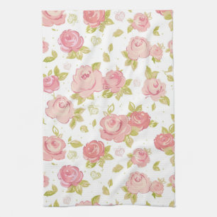 Linge De Cuisine Motif de papier peint d'élégance des roses roses