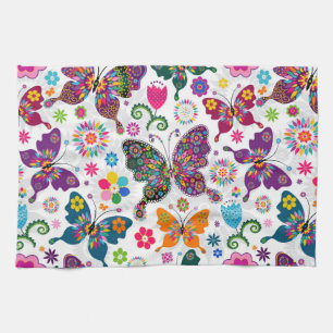 Linge De Cuisine Motif de papillon et de fleurs colorés