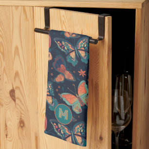 Linge De Cuisine Motif de papillon monogramme personnalisé