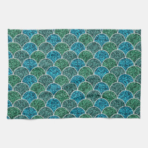 Linge De Cuisine Motif de Parties scintillant turquoise