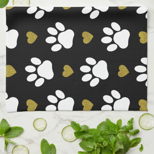 Linge De Cuisine Motif De Pâtes, Pâtes De Chien, Pâtes Blanches, Co (Plié)