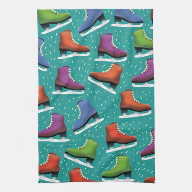 Linge De Cuisine Motif de patinage sur glace (Vertical)