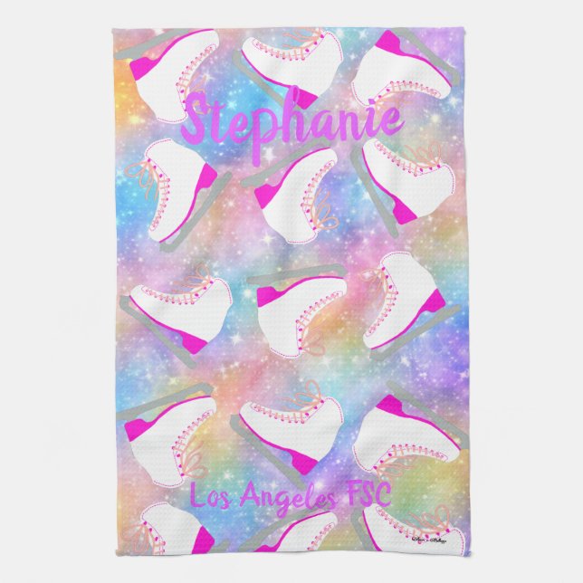 Linge De Cuisine Motif de patinage sur glace Rainbow personnalisé  (Vertical)