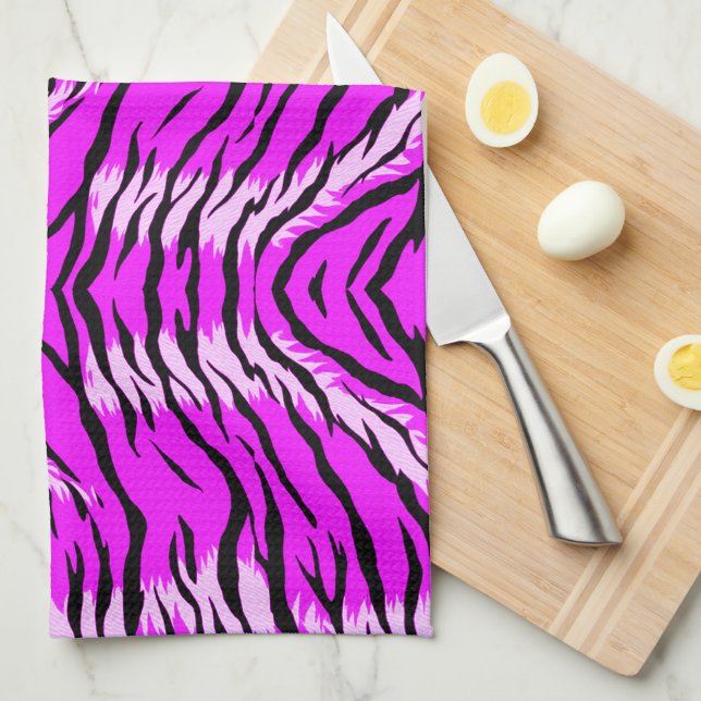 Linge De Cuisine Motif de peau de tigre violet  (Quart Plié)