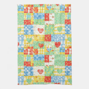 Linge De Cuisine Motif de pique-nique à patchwork floral pastel (1)