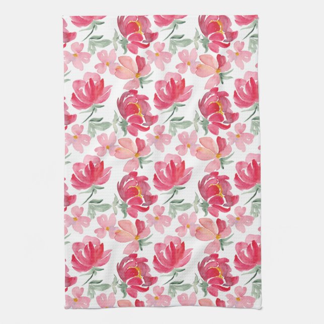 Linge De Cuisine Motif de pivoine d'aquarelle (Vertical)