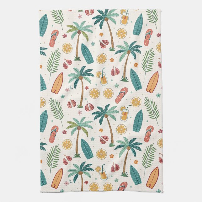 Linge De Cuisine Motif de plage d'été tropical (1) (Vertical)