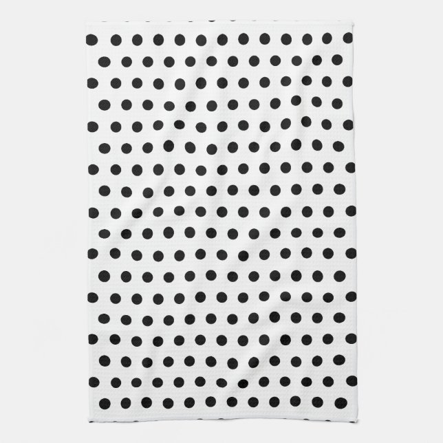 Linge De Cuisine Motif de point noir et blanc de polka. Tacheté (Vertical)