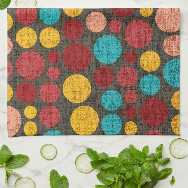 Linge De Cuisine Motif de point Polka rétro #7 (Plié)
