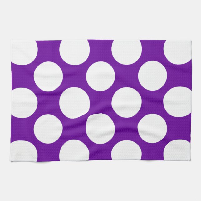 Linge De Cuisine Motif de pois blanc pourpre moderne (Horizontal)