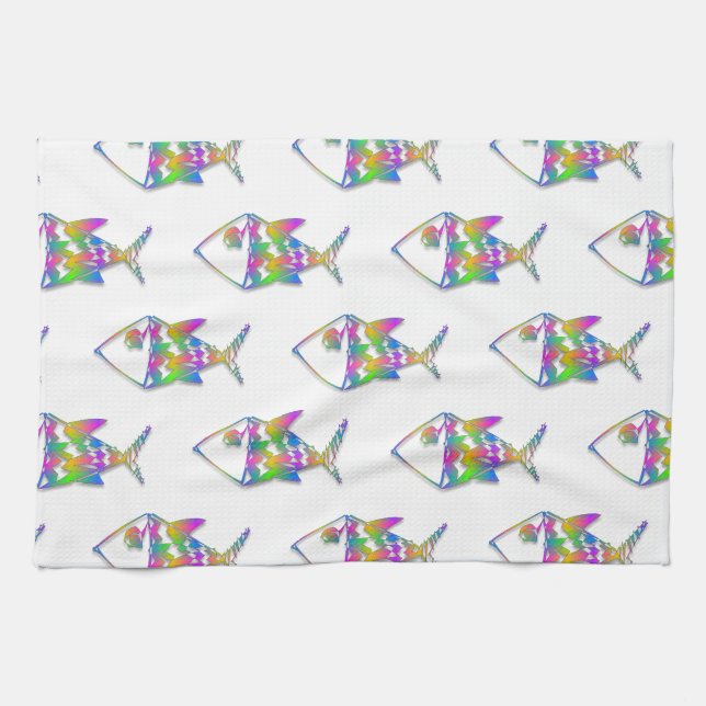 Linge De Cuisine Motif de poisson Abstrait (Horizontal)