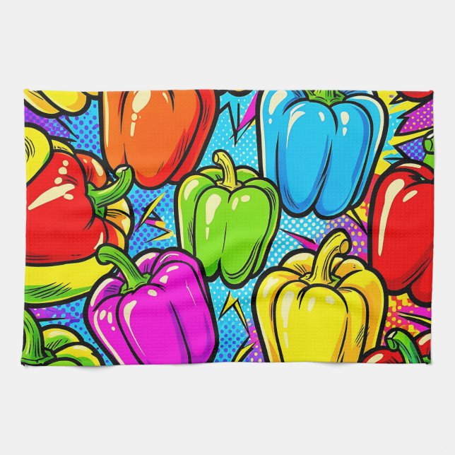 Linge De Cuisine Motif de poivrons Pop Art (Horizontal)