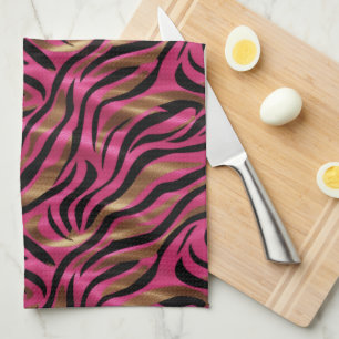 Linge De Cuisine Motif de Poster de animal Black Pink Gold Zebra