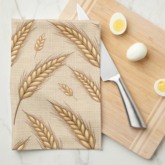 Linge De Cuisine Motif de récolte de blé doré (Quart Plié)