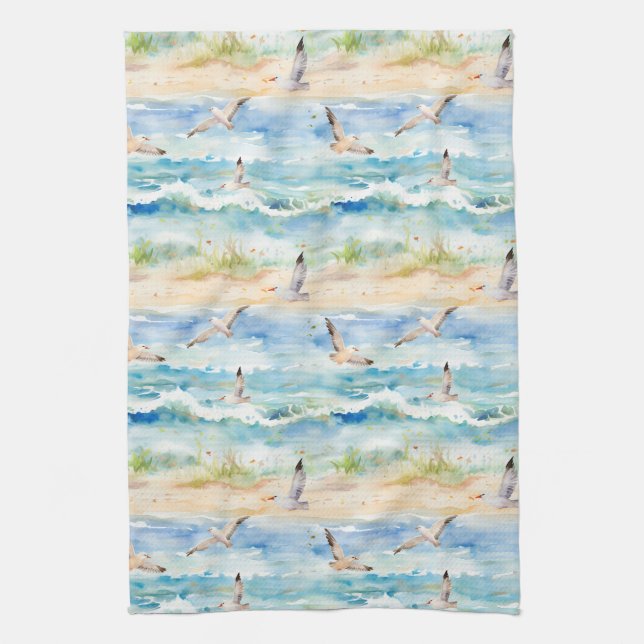 Linge De Cuisine Motif de rivage de bécasseau côtier (2) (Vertical)
