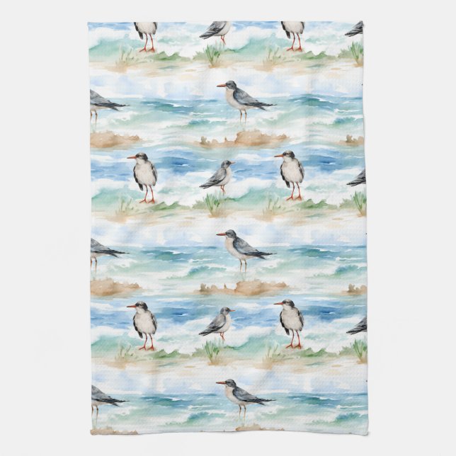Linge De Cuisine Motif de rivage de bécasseau côtier (4) (Vertical)