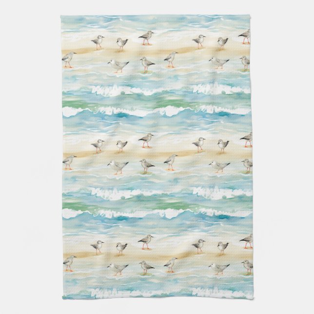 Linge De Cuisine Motif de rivage de bécasseau côtier (5) (Vertical)